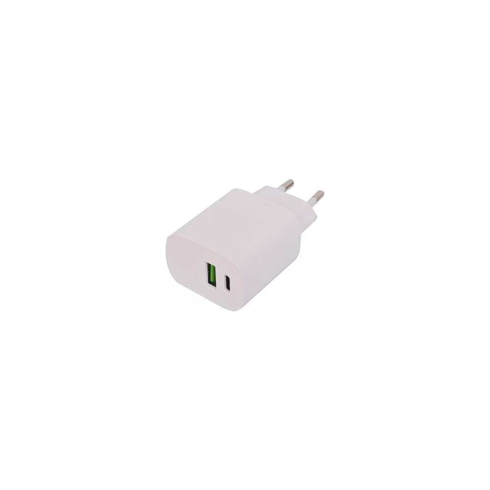 20W PD TYPE-C & USB Şarj Cihazı iPhone Uyumlu Şarj Adaptörü Beyaz