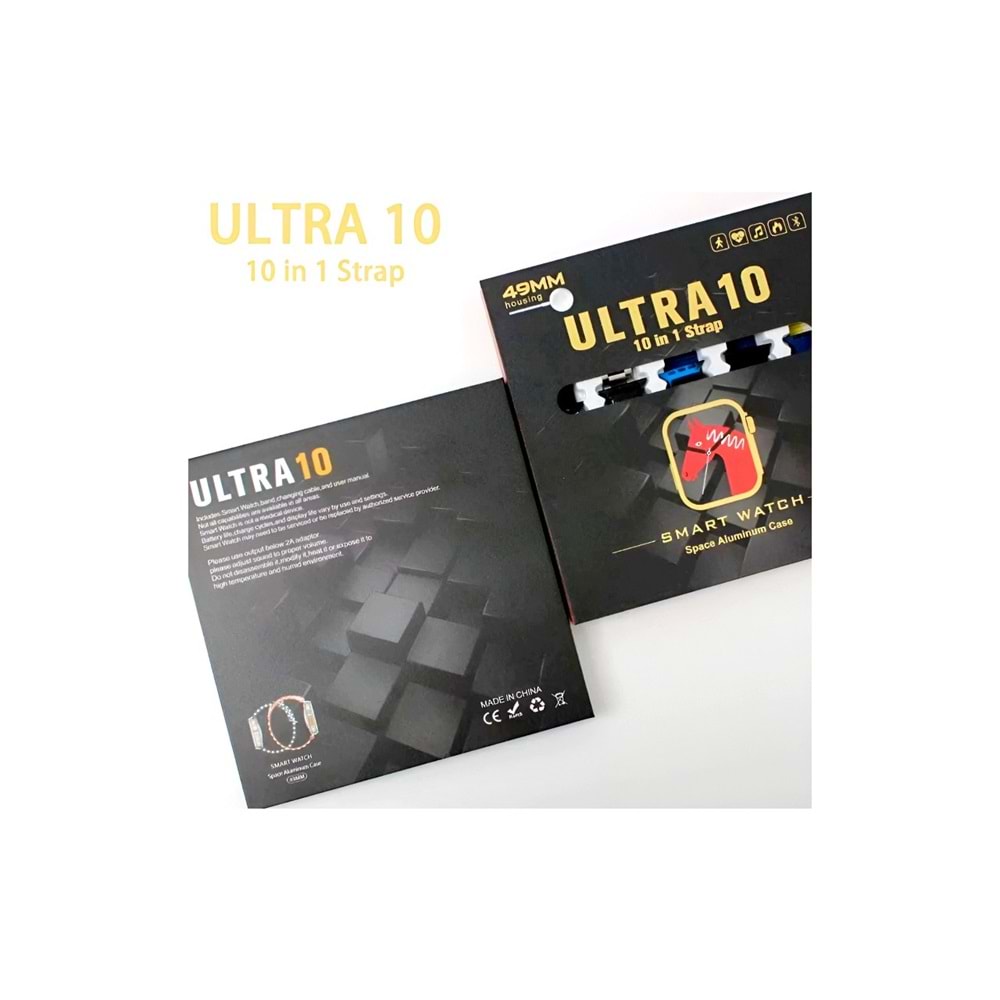 Smart-Watch Ultra 49 mm 10 In 1 Akıllı Saat Kordonlu Takvim Spor Menülü Koruma Kılıflı