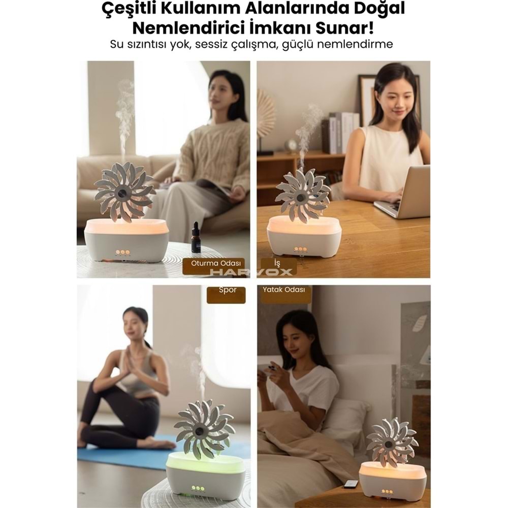Harvox Hareketli Değirmen Hava Nemlendirici Aroma Difüzörü Aromaterapi Rgb Ledli Buhar Makinesi