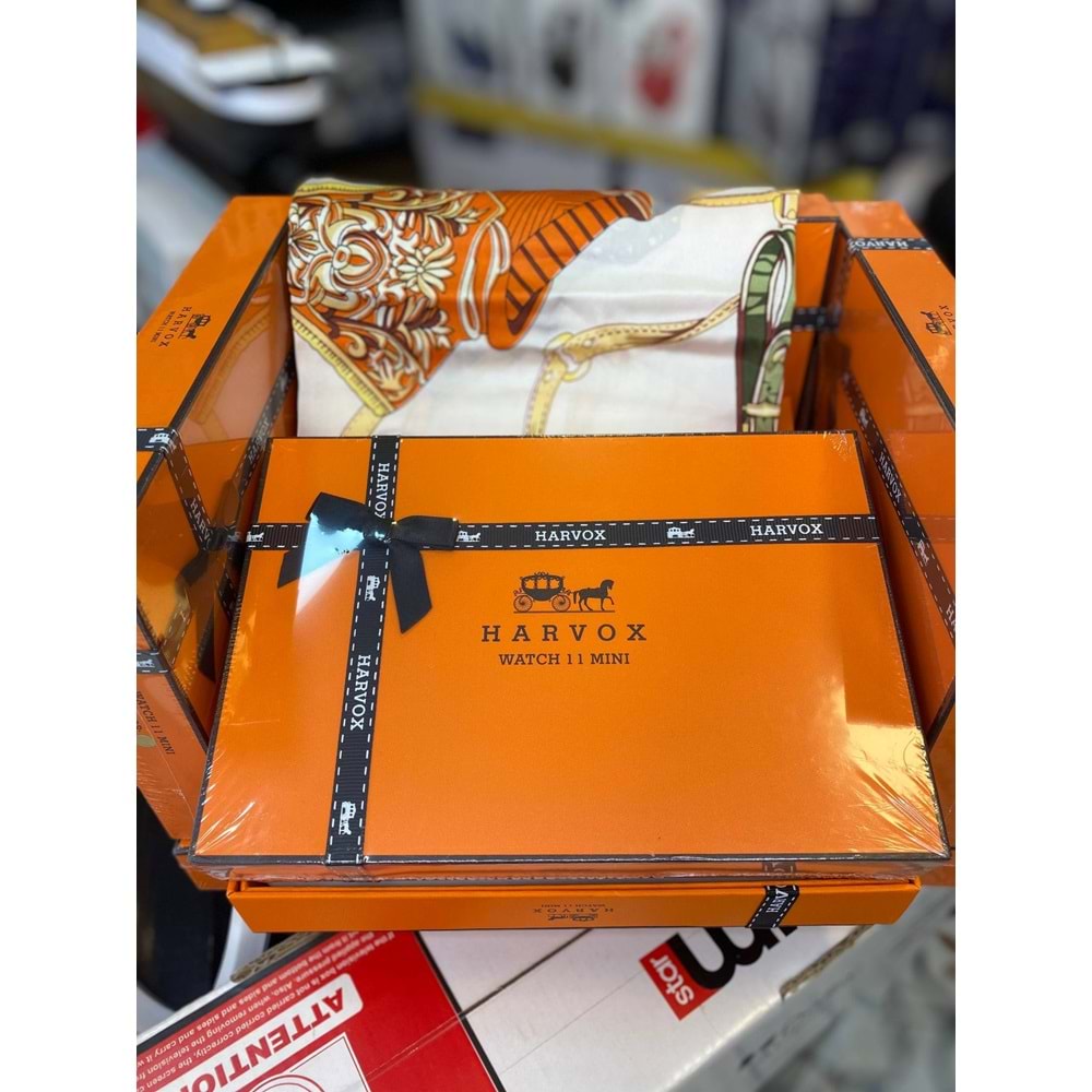 Harvox Watch 11 Mini Akıllı Saat Hediye Dolu Kutu Içeriği 2 Kordon ve Bileklik+Şeffaf koruyucu
