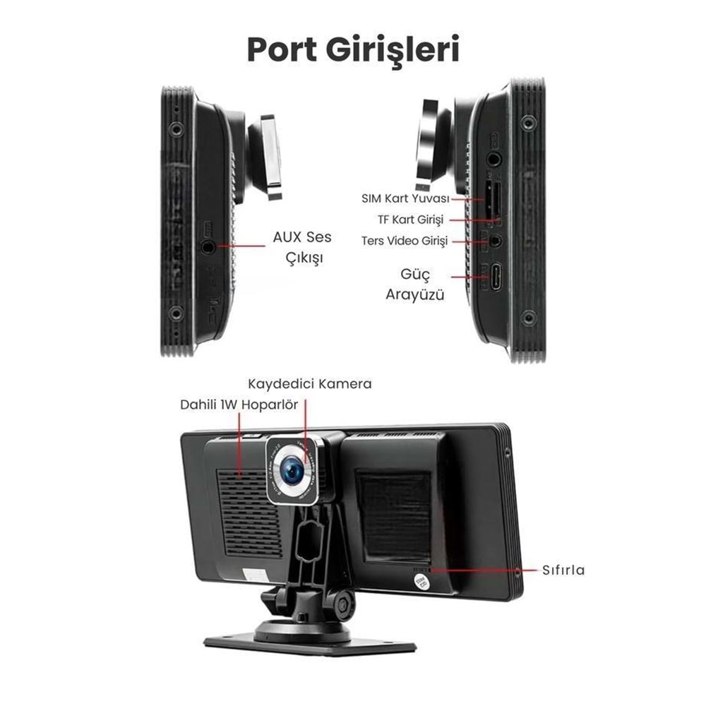 X1 Ekranlı Carplay Apple Android Uyumlu 10.2 Inç 4K Görüntü Arka/ön Görüş Kameralı Araç Ekranı