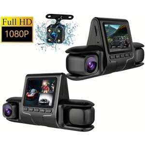 Araba DVR Kamera 3 Kamera Lens 1080 P HD Dash Kamera Video Kaydedici Siyah 24 H Park Izleme Dashcam
