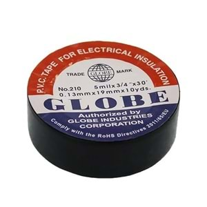 GLOBE İZOLE BANT SİYAH 10LUK 0.13MMX19MM