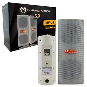 MAGICVOICE MV-26TRF 2*7.5 CM 50 WATT BEYAZ SÜTUN HOPARLÖR 2Lİ TAKIM TRAFOLU