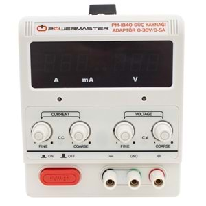 POWERMASTER PM-1840 0-30 VOLT / 0-5 AMPER ARASI DC GÜÇ KAYNAĞI ADAPTÖR