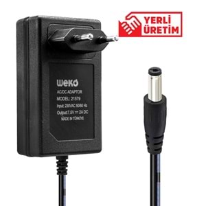 WEKO 7.5 VOLT - 2 AMPER 5.5*2.5 UÇLU YERLİ ÜRETİM PRİZ TİPİ ADAPTÖR