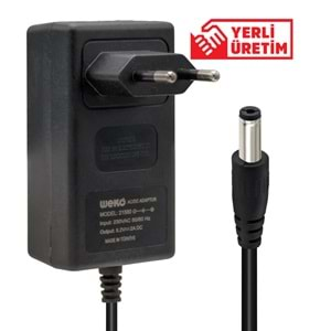 WEKO 8.2 VOLT - 2 AMPER 5.5*2.5 UÇLU YERLİ ÜRETİM PLASTİK KASA PRİZ TİPİ ADAPTÖR