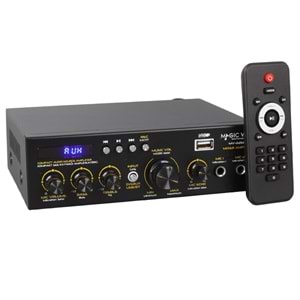 MAGICVOICE MV-22560 2X20W 4-8 OHM USB/SD GİRİŞLİ BLUETOOTH'LU 2 MİKROFON GİRİŞLİ TRAFOSUZ STEREO MİNİ ANFİ