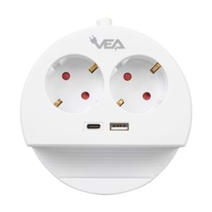 VEA VE- G1102C 2'Lİ USB + TYPE-C GİRİŞLİ TELEFON STANDLI 1.5 METRE GRUP PRİZ