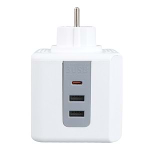 VEA VE-23089 3'LÜ 2X USB 1X TYPE-C ÇOCUK VE TERMAL KORUMALI GRUP PRİZ