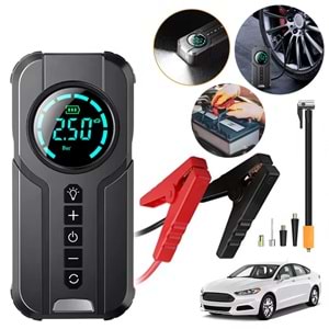 POWERMASTER PM-25006 POWERBANK AKÜ ŞARJ LASTİK HAVA KOMPRESÖRÜ ŞİŞİRİCİ TAŞINABİLİR DİJİTAL KABLOSUZ EL FENERİ