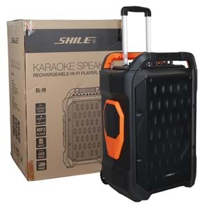 SHILE SL-10 1 EL + 1 YAKA MİKROFONLU KUMANDALI USB+SD+BT KUMANDALI 120 WATT TAŞINABİLİR SEYYAR ANFİ HOPARLÖR