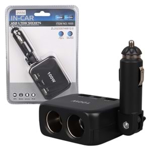 OLESSON 1655 12-24V TYPE-C + ÇİFT USB-A GİRİŞLİ 100W 2'Lİ ARAÇ ÇAKMAK ÇOKLAYICI