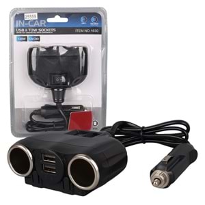 OLESSON 1630 12-24V ÇİFT USB GİRİŞLİ 120W 80CM KABLOLU 2'Lİ ARAÇ ÇAKMAK ÇOKLAYICI
