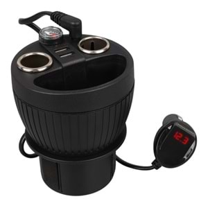 OLESSON 1640 12-24V ÇİFT USB GİRİŞLİ 120W 80CM KABLOLU DİJİTAL VOLTAJ EKRANLI 2'Lİ ARAÇ ÇAKMAK ÇOKLAYICI