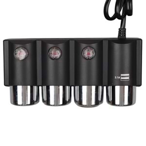 OLESSON 1508 12-24V ÇİFT USB GİRİŞLİ 120W 80CM KABLOLU 3'LÜ ARAÇ ÇAKMAK ÇOKLAYICI