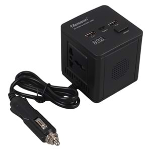 OLESSON 1663 DC 12-24V 150W OTO ARAÇ POWER İNVERTER TYPE-C - ÇİFT USB'Lİ - 220V ÜNİVERSAL PRİZ