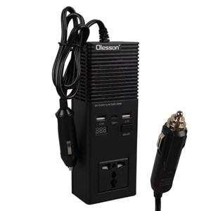 OLESSON 1665 DC 12-24V 200W OTO ARAÇ POWER İNVERTER EK ÇAKMAK GİRİŞİ - TYPE-C - ÇİFT USB - 220V ÜNİVERSAL PRİZ
