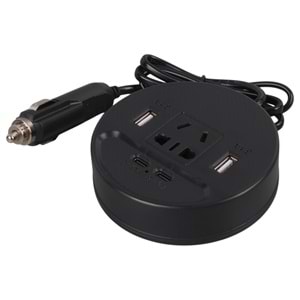 OLESSON 1667 DC 12-24V 150W OTO ARAÇ POWER İNVERTER ÇİFT TYPE-C - ÇİFT USB'Lİ - 220V ÜNİVERSAL PRİZ GİRİŞLİ