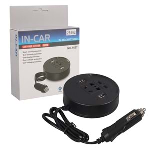 OLESSON 1667 DC 12-24V 150W OTO ARAÇ POWER İNVERTER ÇİFT TYPE-C - ÇİFT USB'Lİ - 220V ÜNİVERSAL PRİZ GİRİŞLİ