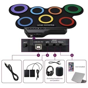 MAGICVOICE G3002R 7 PED GÖKKUŞAĞI RENKLİ ELEKTRONİK ROLL UP DAVUL KİTİ