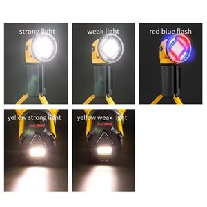 POWERMASTER MX-W5164-3 KIRMIZI MAVİ ÇAKARLI COB LEDLİ ŞARJLI KAMP EL FENERİ IŞILDAK
