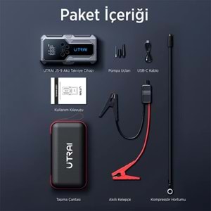 UTRAI JS-9 12-24V AKÜ ŞARJ POWERBANK LASTİK HAVA KOMPRESÖRÜ ŞİŞİRİCİ TAŞINABİLİR DİJİTAL KABLOSUZ EL FENERİ