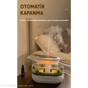 Yağmur Damlası Hava Nemlendirici Aromaterapi Difüzör Dinlendirici Sesler Ambiyans 7 Renk Rgb