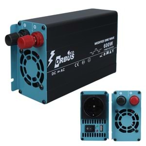 ORBUS ORB600M 12 VOLT - 220V AC50HZ 600 WATT SURGE ECO MODİFİED SİNUS İNVERTER 170X107X58MM