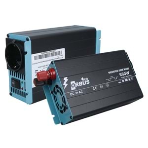 ORBUS ORB600M 12 VOLT - 220V AC50HZ 600 WATT SURGE ECO MODİFİED SİNUS İNVERTER 170X107X58MM