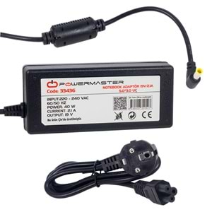 POWERMASTER PM-33436 19 VOLT - 2.1 AMPER 5.0*3.0 UÇLU SAMSUNG NOTEBOOK ADAPTÖR