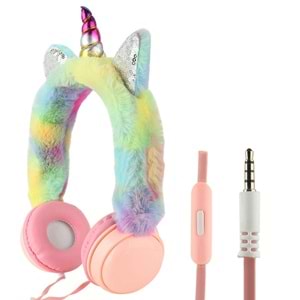 POWERMASTER AH-007 3.5MM JACKLI KULAKÜSTÜ KABLOLU PELUŞ UNİCORN KULAKLIK