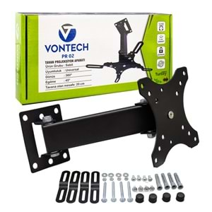 VONTECH PR-02 20 CM 360* TELESKOPİK TAVAN PROJEKSİYON ASKI APARATI