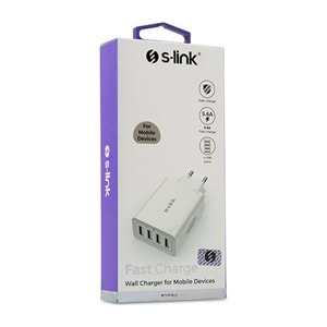 S-LINK SWAPP SW-C8 BEYAZ 5V - 5.6A 4*USB SMART PORT 2.4A EV ŞARJ ADAPTÖR