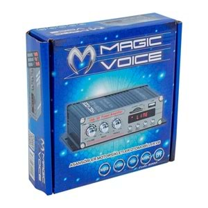 MAGICVOICE MV-6222 ASANSÖR - MOTOSİKLET MİNİ-12V-ANFİ 200W 4 KANAL UK/ USB/SD(PAZARCI ANFİ)