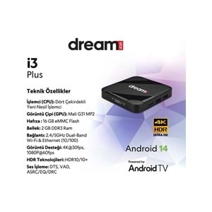 Dreamstar I3 Plus Android Tv Box | Android 14 | Ses Komut Desteği | 6k Ultra Hd
