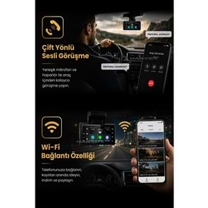 Harvox 2KPRO Araç Içi Kamera 2k Hd Görüntü Wifi Gps Özellikli Sim Kart Destekli Gece Görüşlü G-Sensör Araç Kamerası