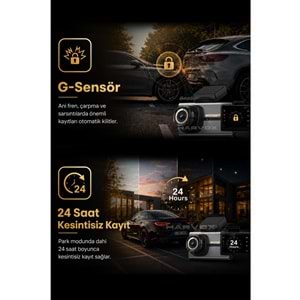 Harvox 2KPRO Araç Içi Kamera 2k Hd Görüntü Wifi Gps Özellikli Sim Kart Destekli Gece Görüşlü G-Sensör Araç Kamerası