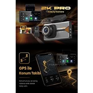 Harvox 2KPRO Araç Içi Kamera 2k Hd Görüntü Wifi Gps Özellikli Sim Kart Destekli Gece Görüşlü G-Sensör Araç Kamerası