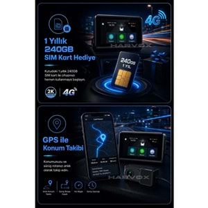 HARVOX 2kMAX Hd Görüntü Wifi Gps Özellikli Sim Kart Destekli Araç Kamerası