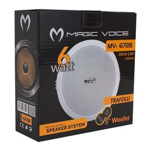 MAGICVOICE MV-6728 5 İNÇ 13 CM 8 OHM 6 W BEYAZ ALÇIPAN HOPARLÖR TRAFOLU