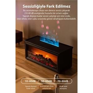 A4 Şömine Esintili Aromaterapi Difüzörü Ultrasonik Hava Nemlendici SİYAH