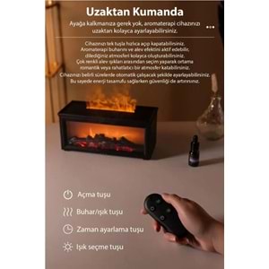 A4 Şömine Esintili Aromaterapi Difüzörü Ultrasonik Hava Nemlendici SİYAH