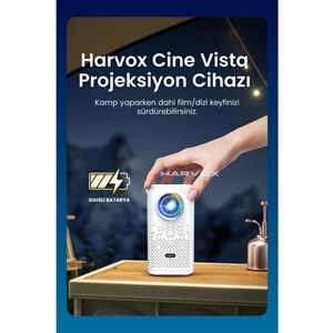 Harvox Cine Vista Bataryalı Projeksiyon Cihazı Taşınabilir 4K Destekli 1080P Android Sistemli Projektör