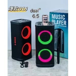D18 Taşınabilir Kablosuz Bluetooth Hoparlör Siyah