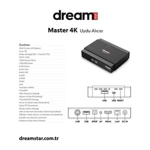 Dreamstar 4K Linux 8gb Hafıza Uydu Alıcısı Master 4K