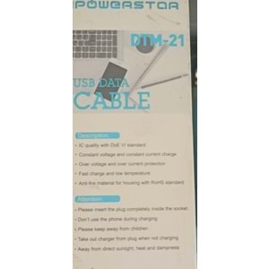POWERSTAR DTM-21 LIGHTNING IPHONE ŞARJ VE DATA KABLOSU