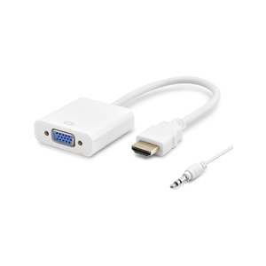 HADRON HDX2019 HDMI TO VGA ÇEVİRİCİ ADAPTÖR M/F SESLİ SİYAH-BEYAZ