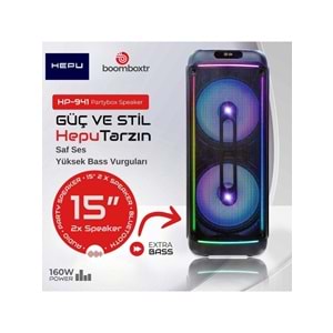 HEPU Hp 941 Taşınabilir 160 W Rms Bluetooth Parti Hoparlörü 2*15 Inc Woofer High Bass