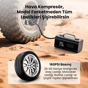 Harvox HX-JS001 10-In-1 Araç Jump Starter – 12000MAH Powerbank, Lastik Şişirme Pompası, Acil Marş Basma ve Akü Takviye Cihazı